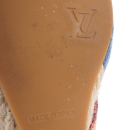 Louis Vuitton Vachetta Denim Juan Les Pins Espadrille Wedge Heels 38 Blue 8 of 9