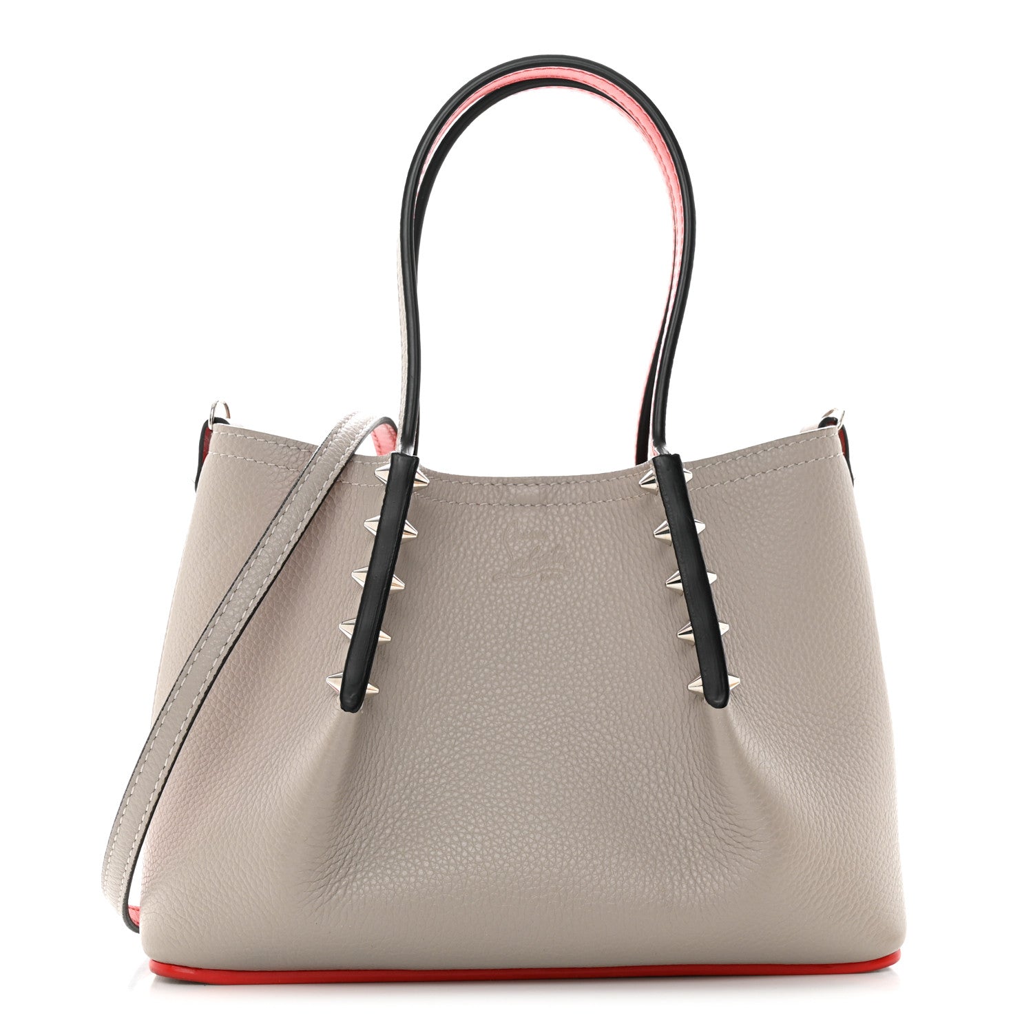 Christian Louboutin Calfskin Spiked Mini Cabarock Shopper Tote Grey 1 of 10
