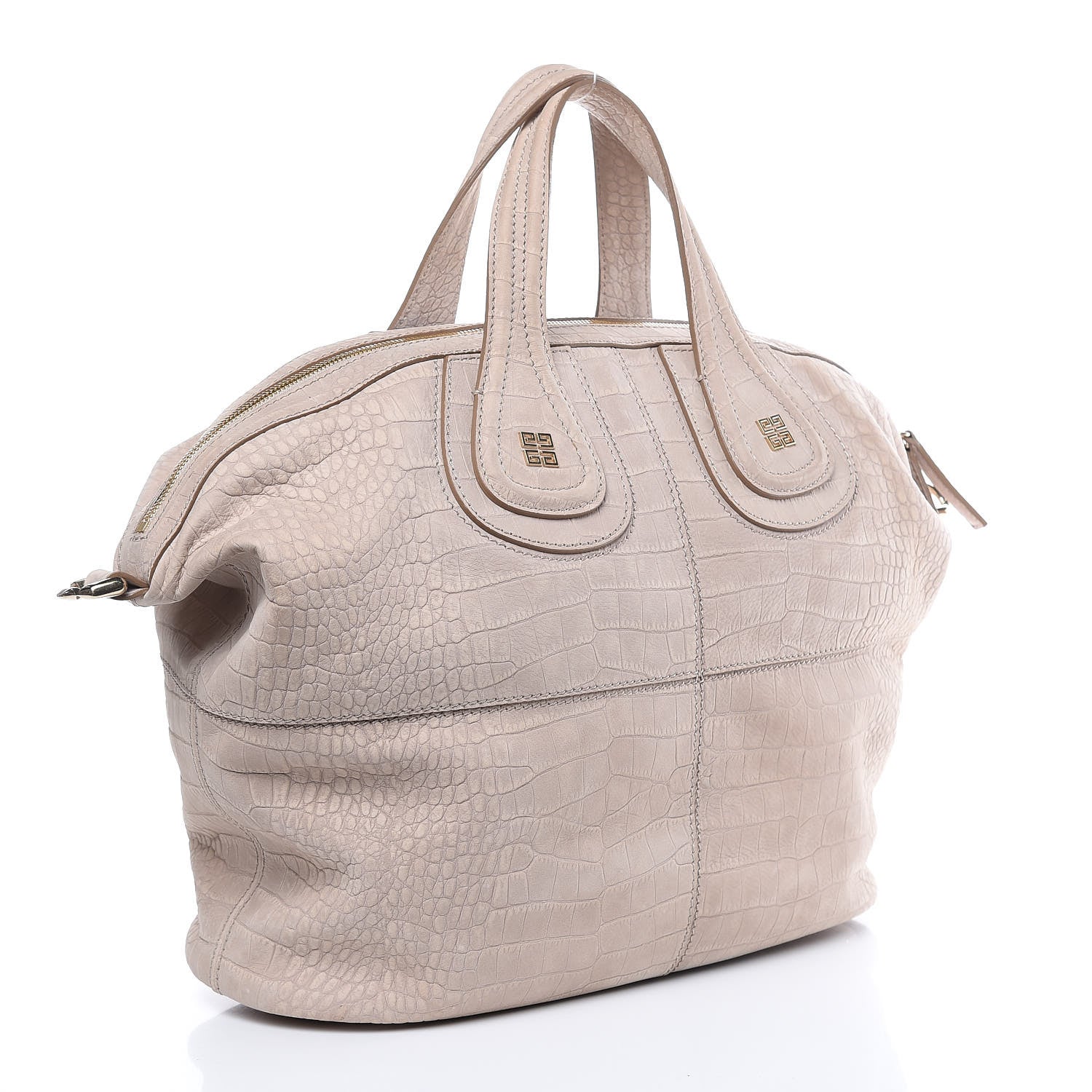 Givenchy Nubuck Crocodile Embossed Medium Nightingale Taupe 3 of 11