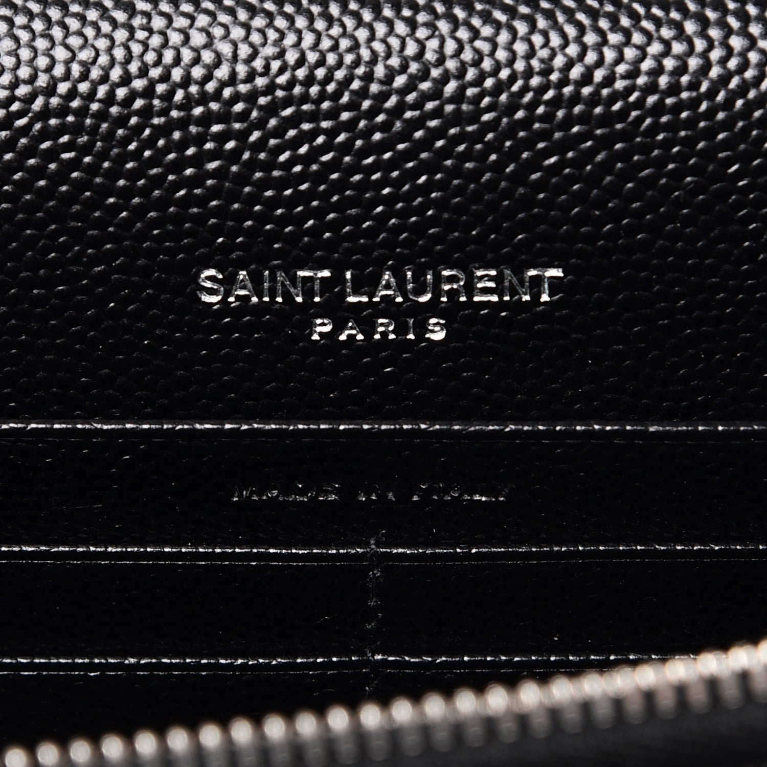 Saint Laurent Grain De Poudre Matelasse Chevron Monogram Envelope Chain Wallet Black 6 of 9