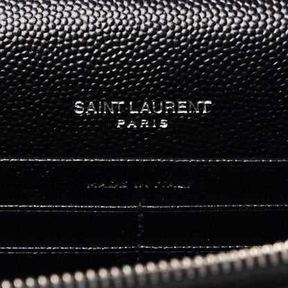Saint Laurent Grain De Poudre Matelasse Chevron Monogram Envelope Chain Wallet Black 6 of 9