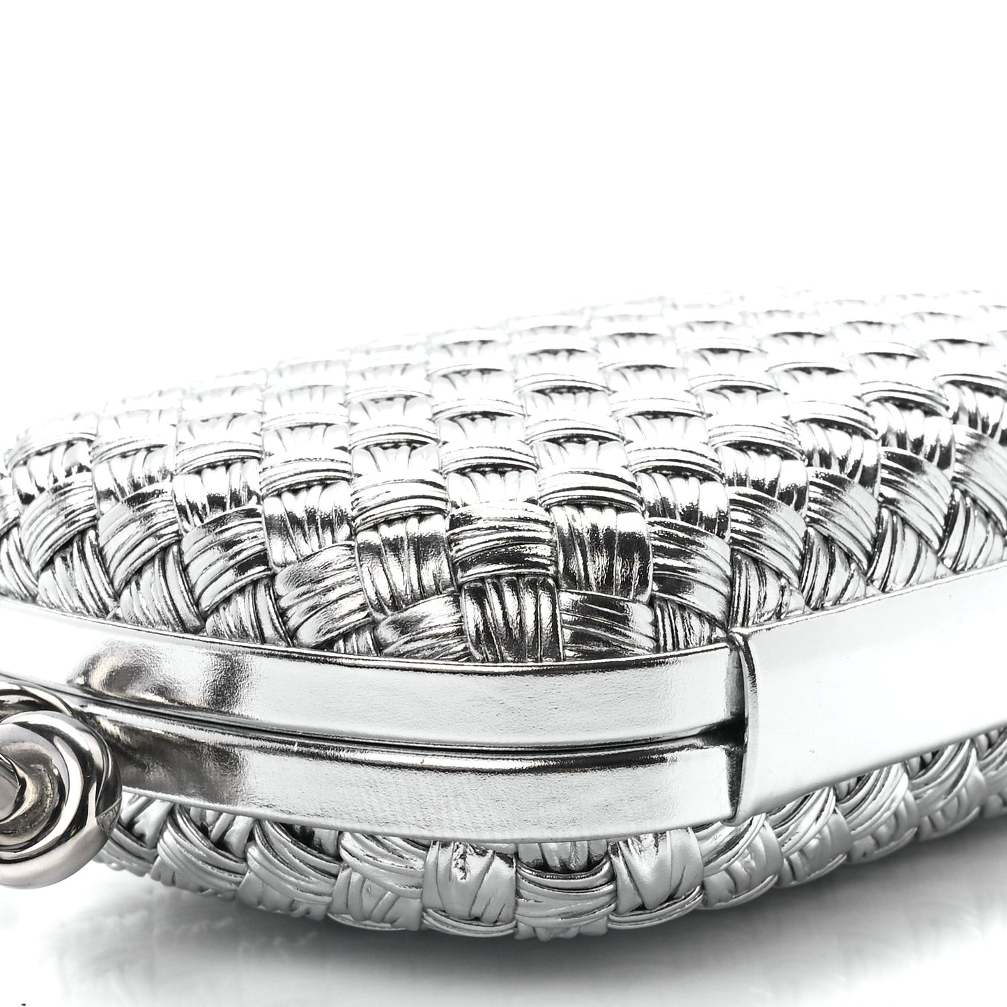 Metallic Calfskin Intrecciato Knot On Strap Silver