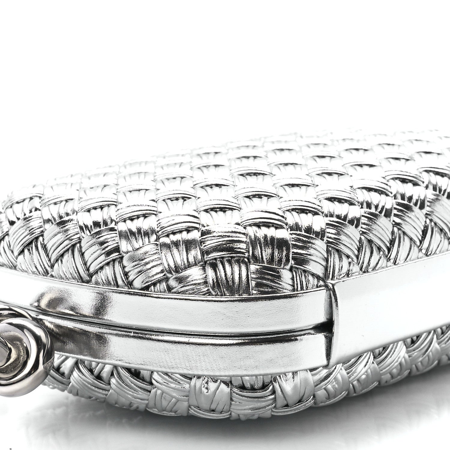 Bottega Veneta Metallic Calfskin Intrecciato Knot On Strap Silver 9 of 10