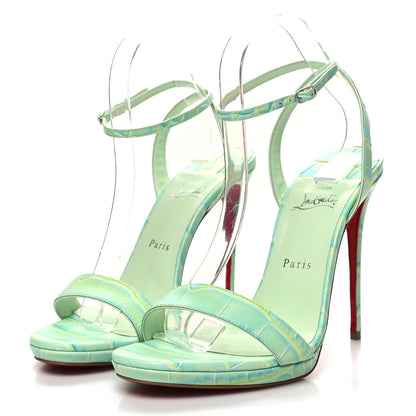 Christian Louboutin Calfskin Crocodile Embossed Loubi Queen 120 Pumps 40.5 Studio Green 3 of 8