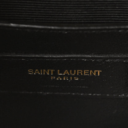 Saint Laurent Grain De Poudre Textured Mixed Matelasse Triquilt Small Monogram Satchel Black 7 of 9