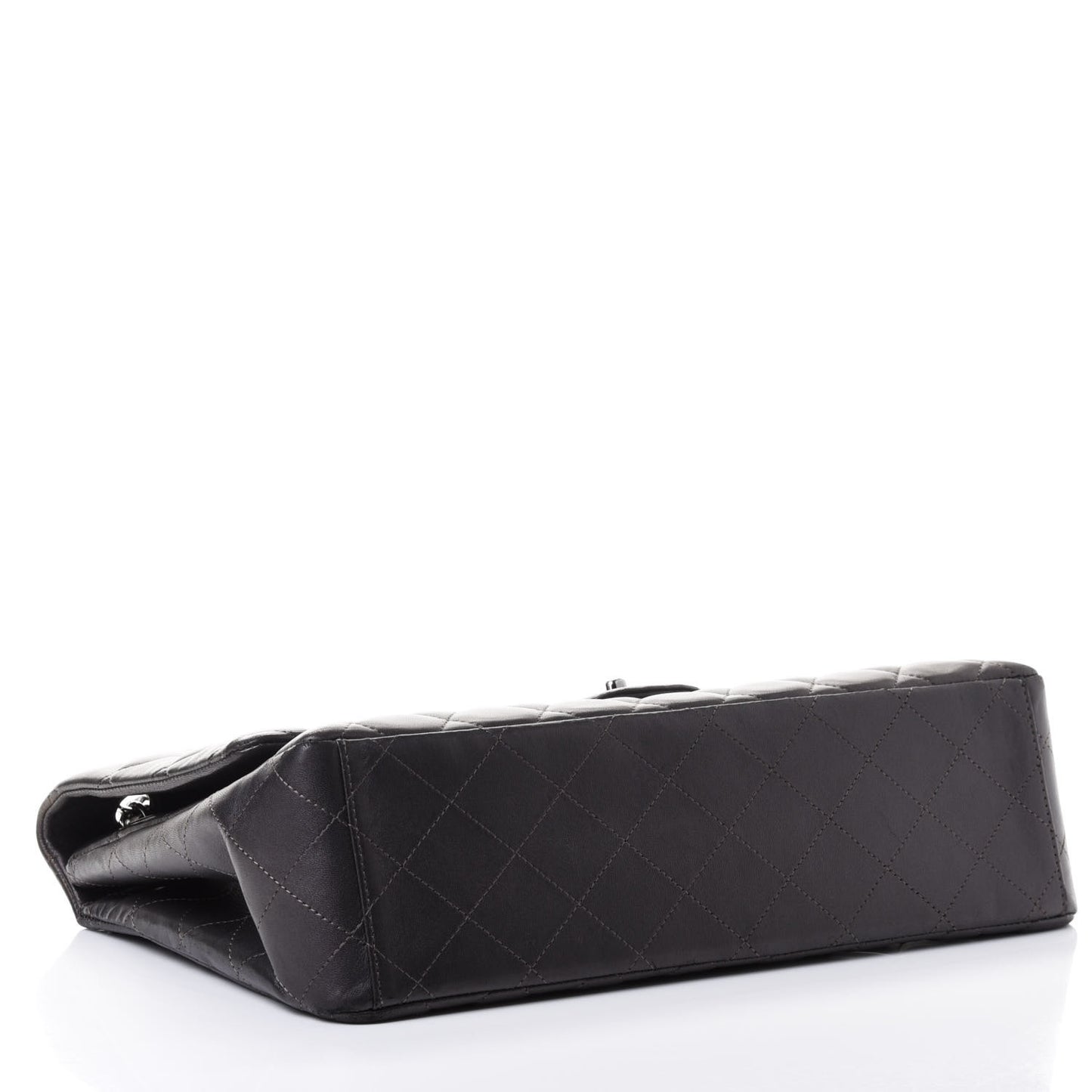 Metallic Lambskin Quilted Maxi Single Flap Grey
