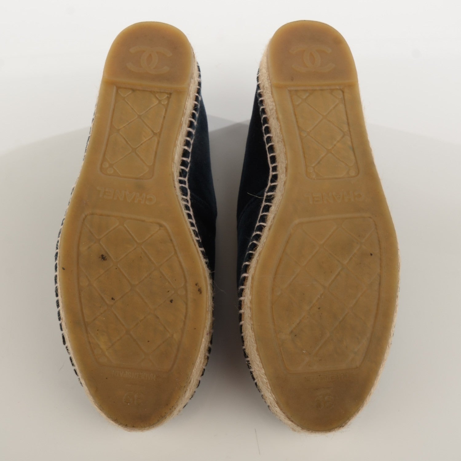 Chanel Velvet CC Espadrilles 39 Navy Black 9 of 17