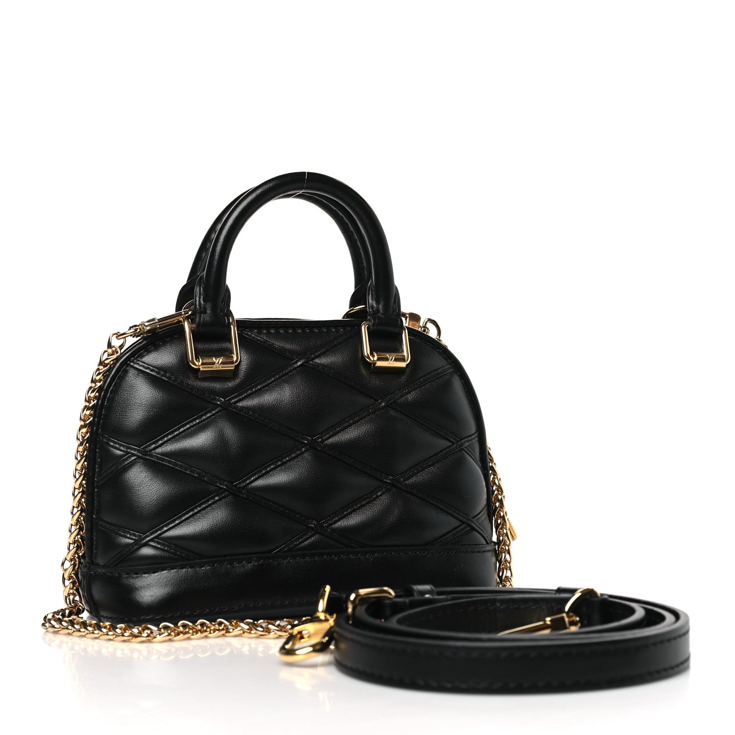 Louis Vuitton Lambskin Malletage Alma Nano Black 3 of 8