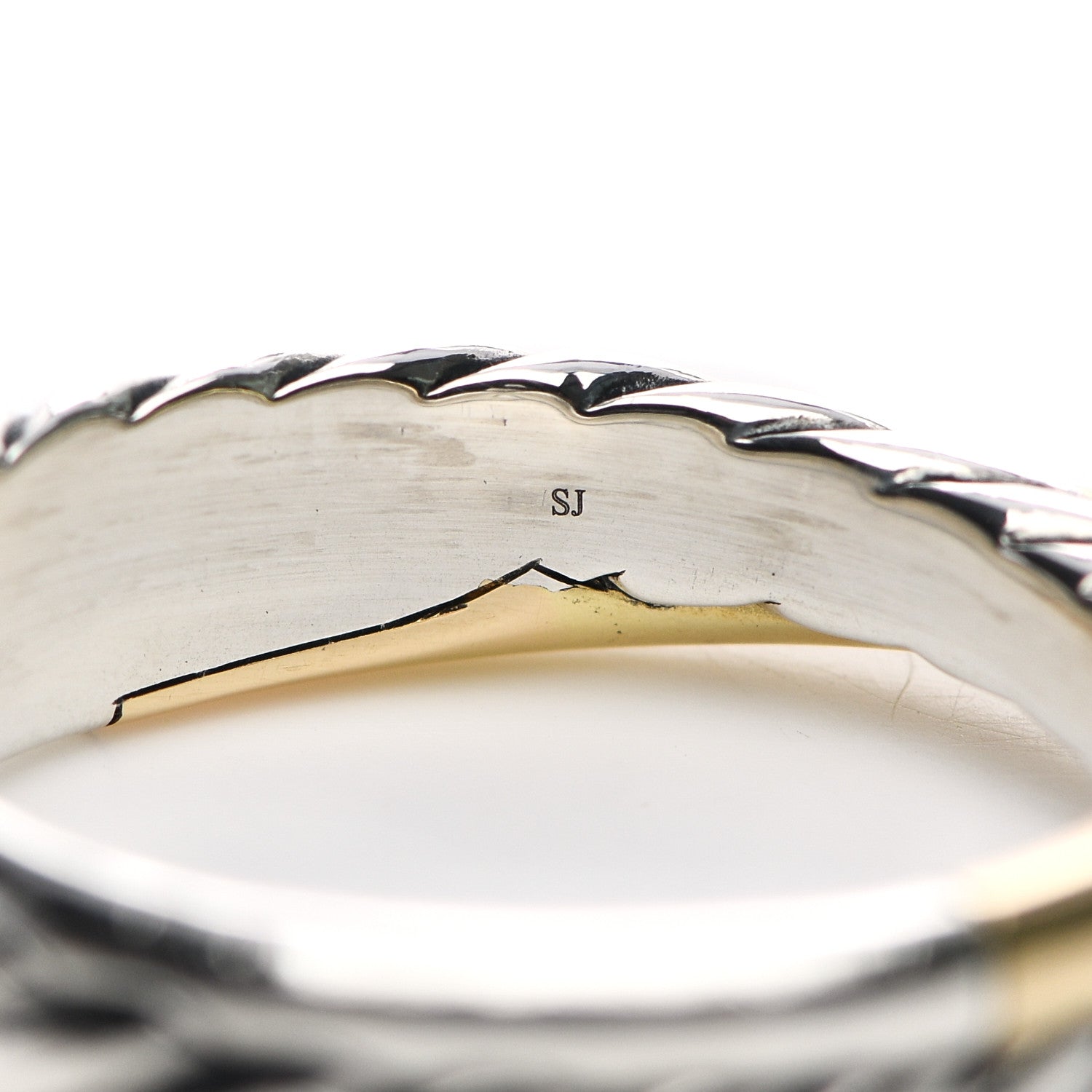 David Yurman Sterling Silver 18K Yellow Gold Narrow Crossover Ring 54 7 5 of 6