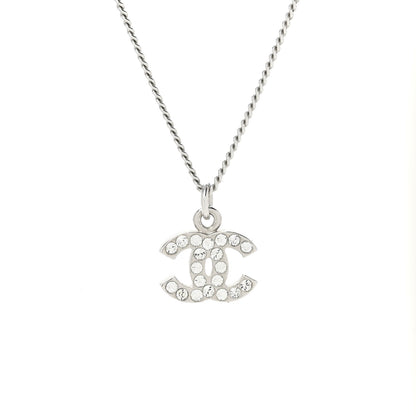 Chanel Crystal Timeless CC Necklace Silver 4 of 7