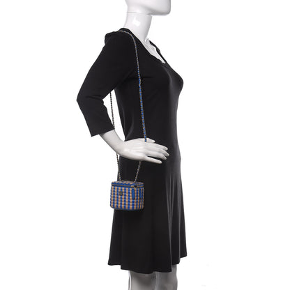 Chanel Raffia Jute Striped Mini Vanity Case With Chain Blue Beige 2 of 11