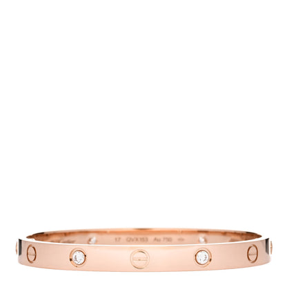 Cartier 18K Pink Gold 4 Diamond LOVE Bracelet 17 1 of 6