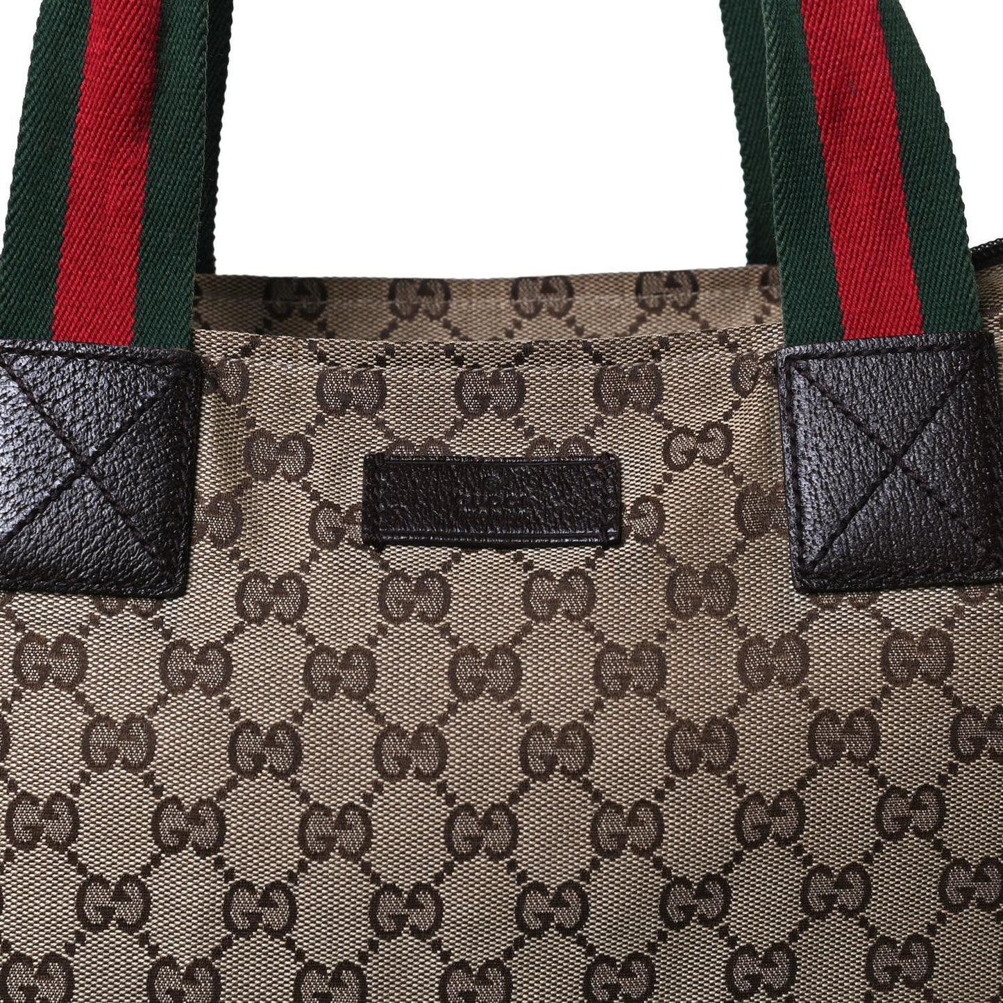 GG Monogram Large Web Handle Vertical Tote Dark Brown