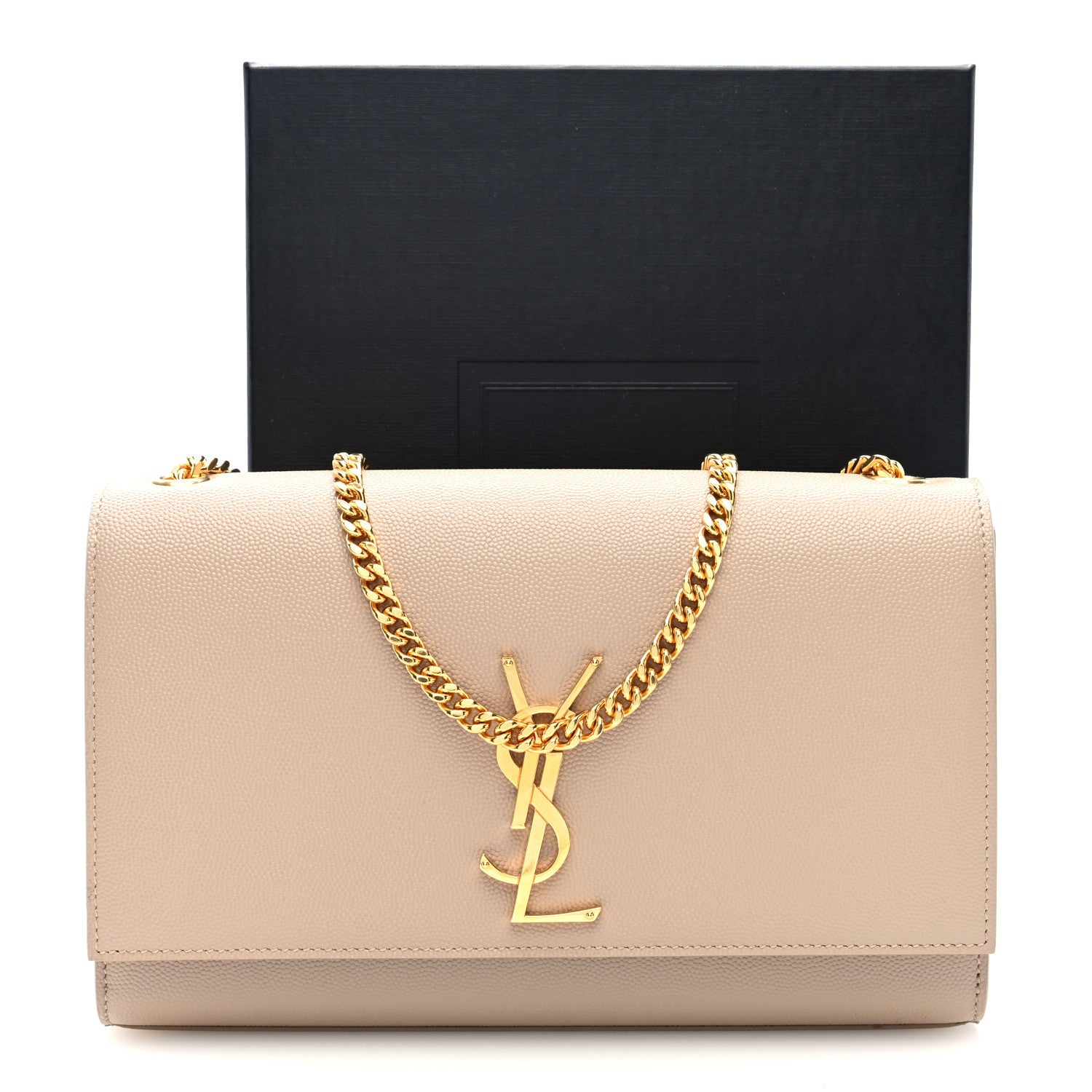 Saint Laurent Grain De Poudre Medium Monogram Kate Satchel Dark Beige 10 of 10