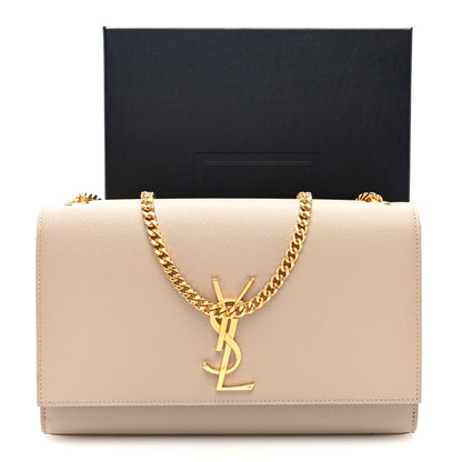 Saint Laurent Grain De Poudre Medium Monogram Kate Satchel Dark Beige 10 of 10