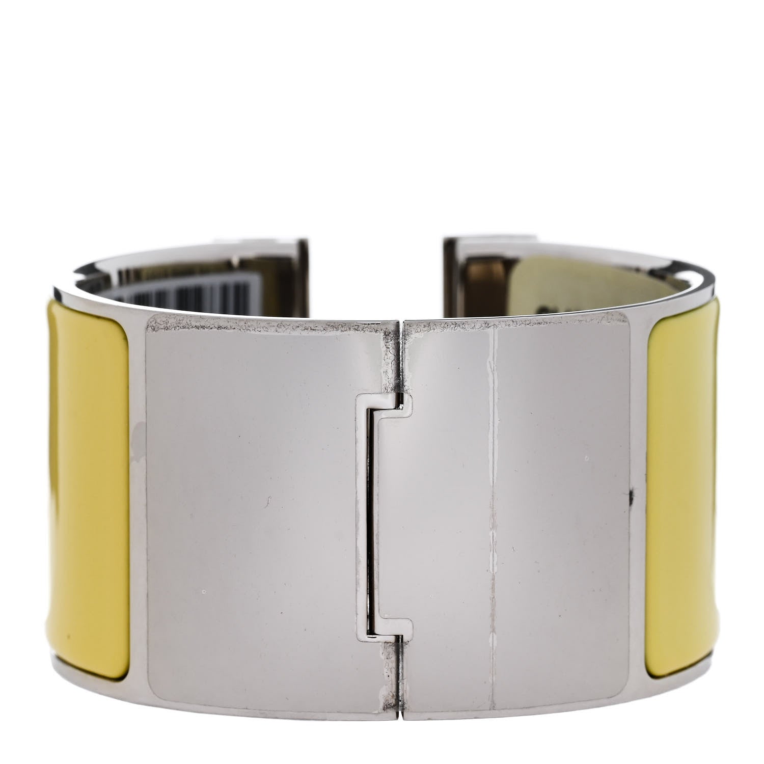 Hermes Enamel Extra Wide Clic Clac H Bracelet PM White Jaune Citron 3 of 4