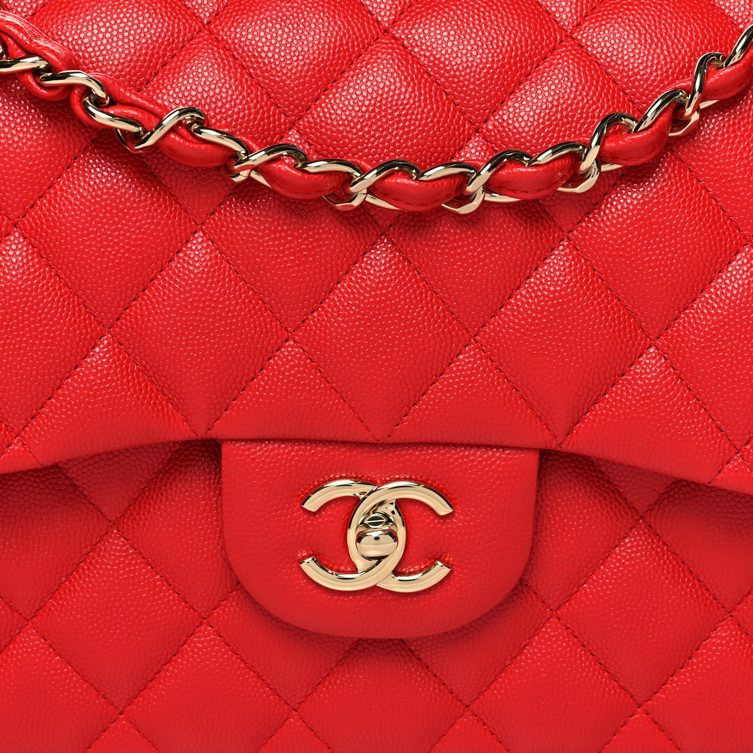 Chanel Caviar Quilted Jumbo Double Flap Red 8 of 11