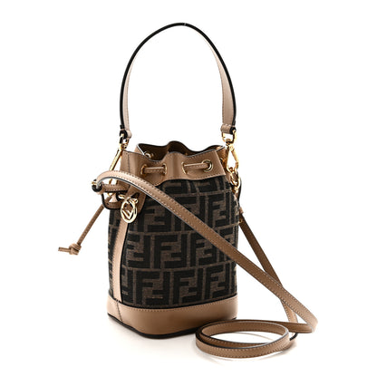 Fendi Fabric Jacquard Vitello Grace FF 1974 Mini Mon Tresor Bucket Bag Tobacco Moro Sand 3 of 10