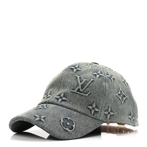 Monogram Washed Denim Cap L Blue