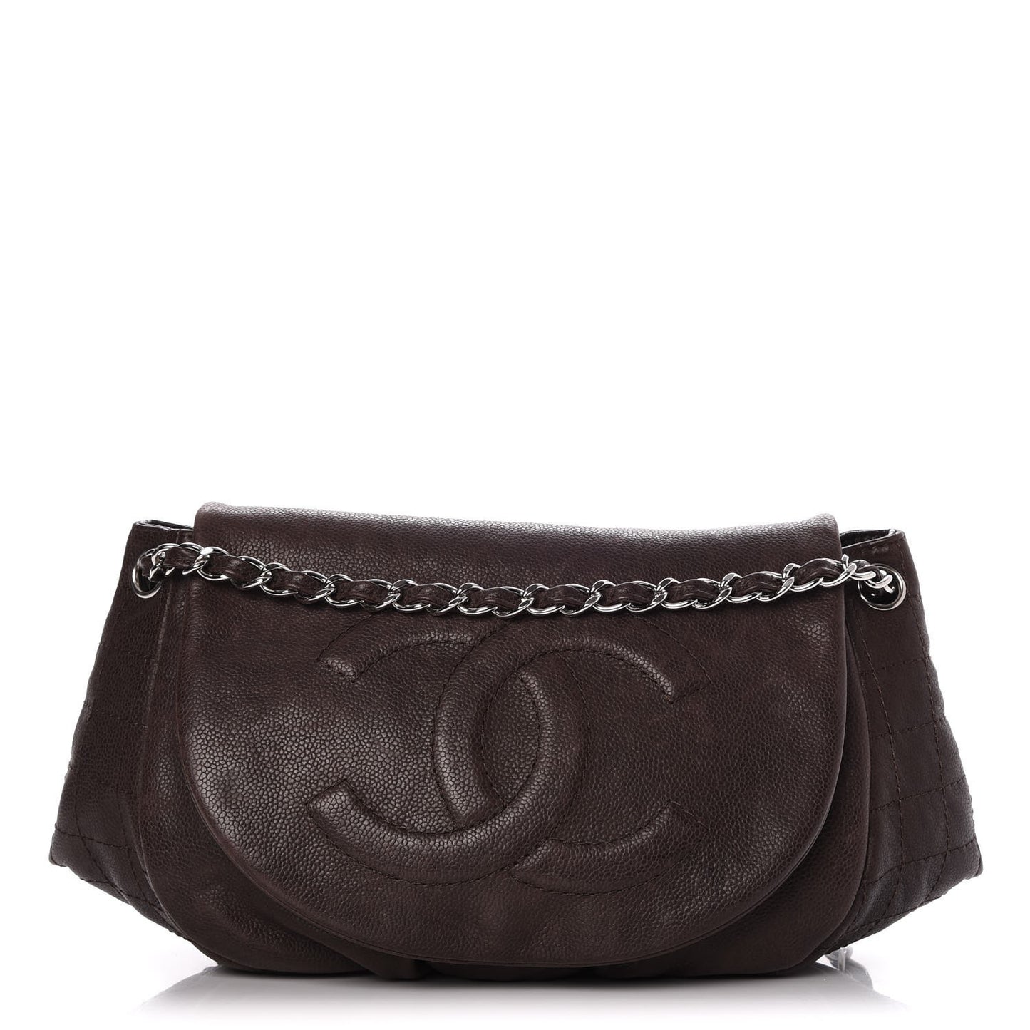 Caviar Half Moon Large Flap Dark Brown