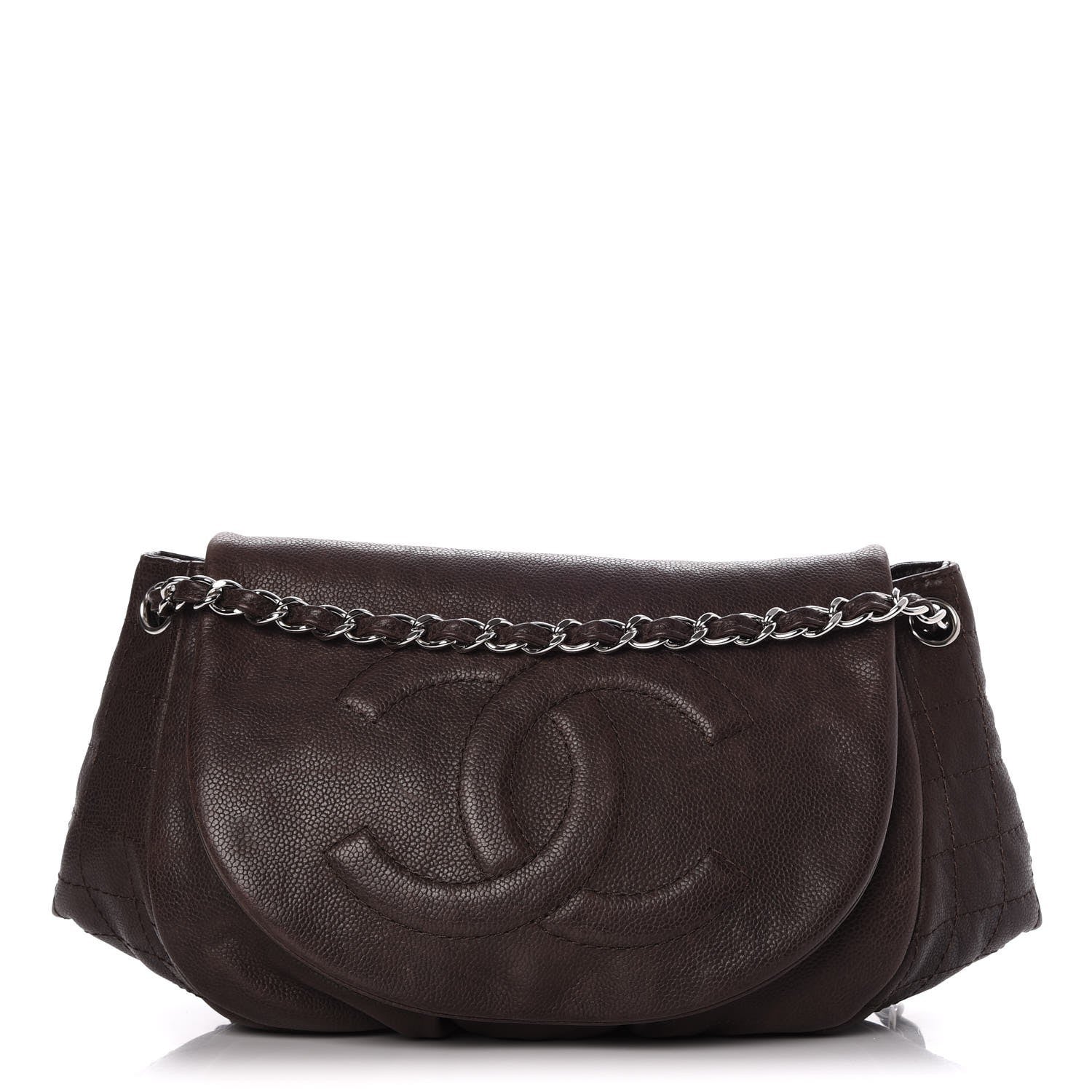 Chanel Caviar Half Moon Large Flap Dark Brown 1 of 10