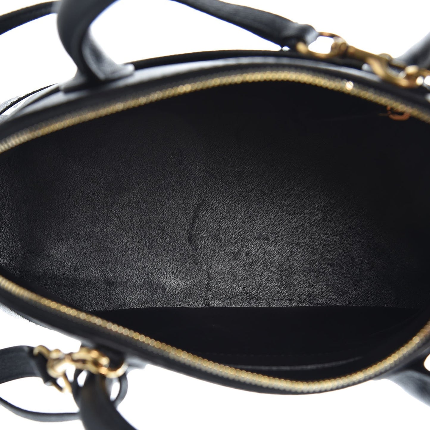 Signature Grained Calfskin Logo S Ville Top Handle Bag Black
