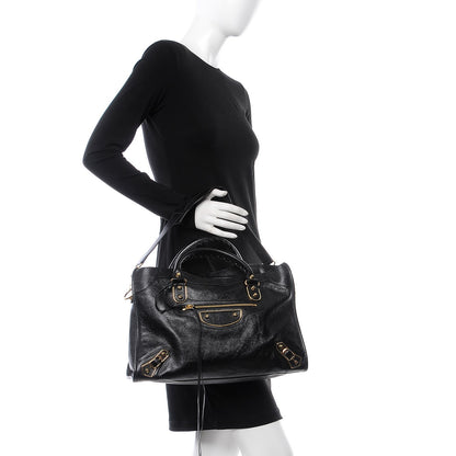 Balenciaga Chevre Gold Metallic Edge Hardware City Black 2 of 7