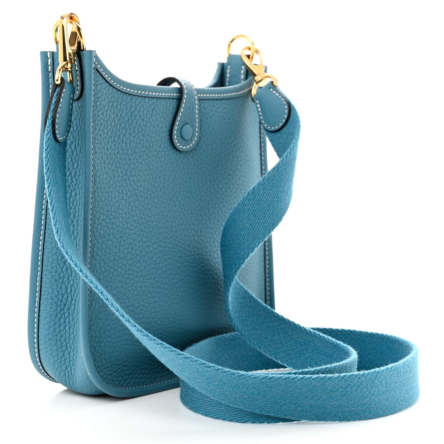 HERMES エルメス 76-7621 半袖カットソー スクエアネック  ブルー系 34 [240101515815] レディース Hermes Evelyne TPM Bleu Zellige Clemence Gold Hardware