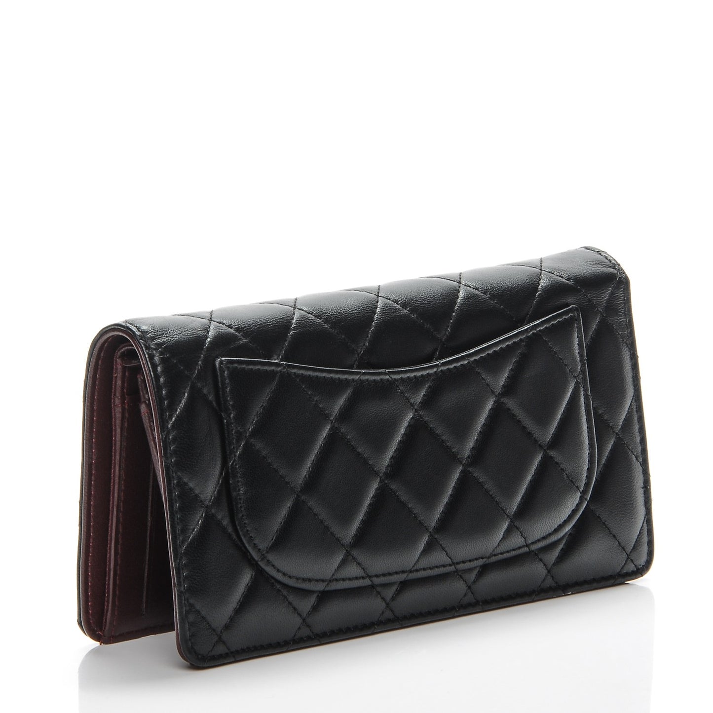 Lambskin Quilted Yen Wallet Black