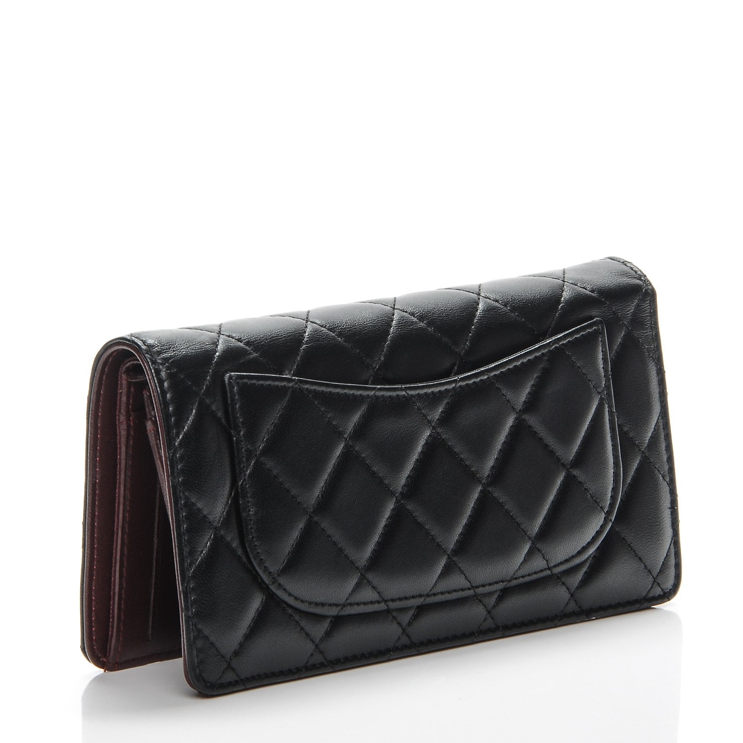 Chanel Lambskin Quilted Yen Wallet Black 3 of 9