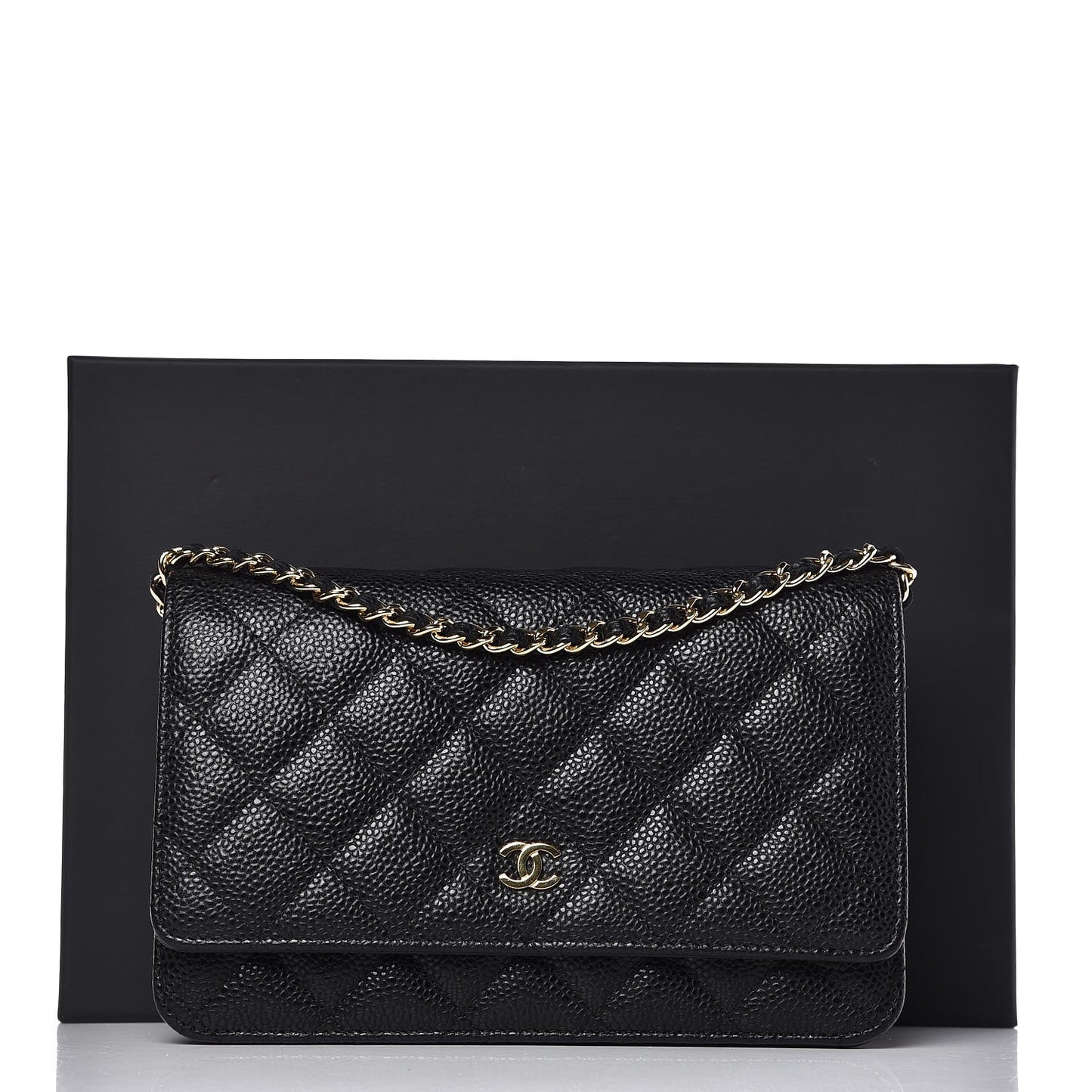 Caviar Quilted Wallet On Chain WOC Black