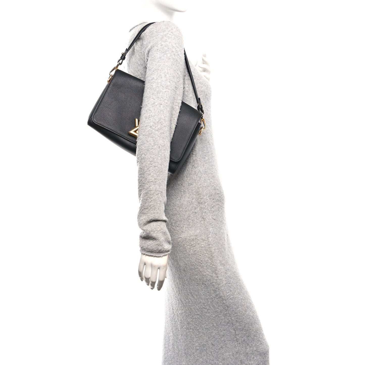 Calfskin Soft Twist Shoulder Bag Black