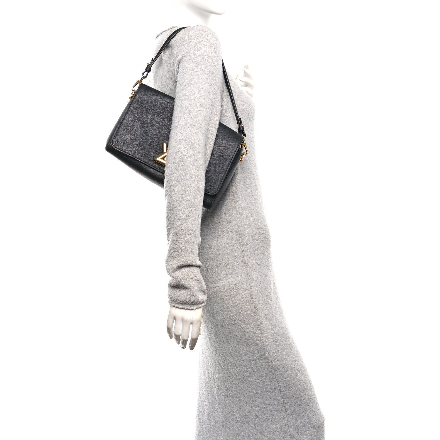 Louis Vuitton Calfskin Soft Twist Shoulder Bag Black 2 of 10
