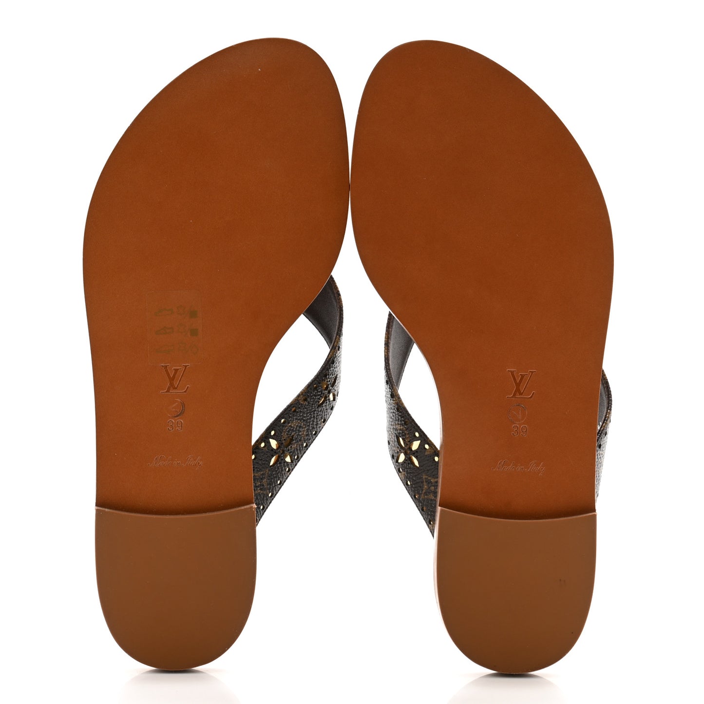 Monogram Sunny Flat Thong Sandals 39 Brown