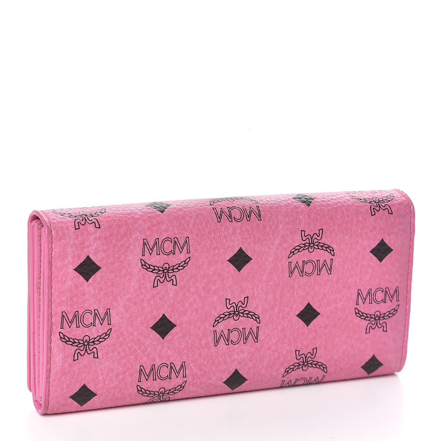 MCM Visetos Swarovski Crystal Studded Flap Wallet Pink 3 of 7