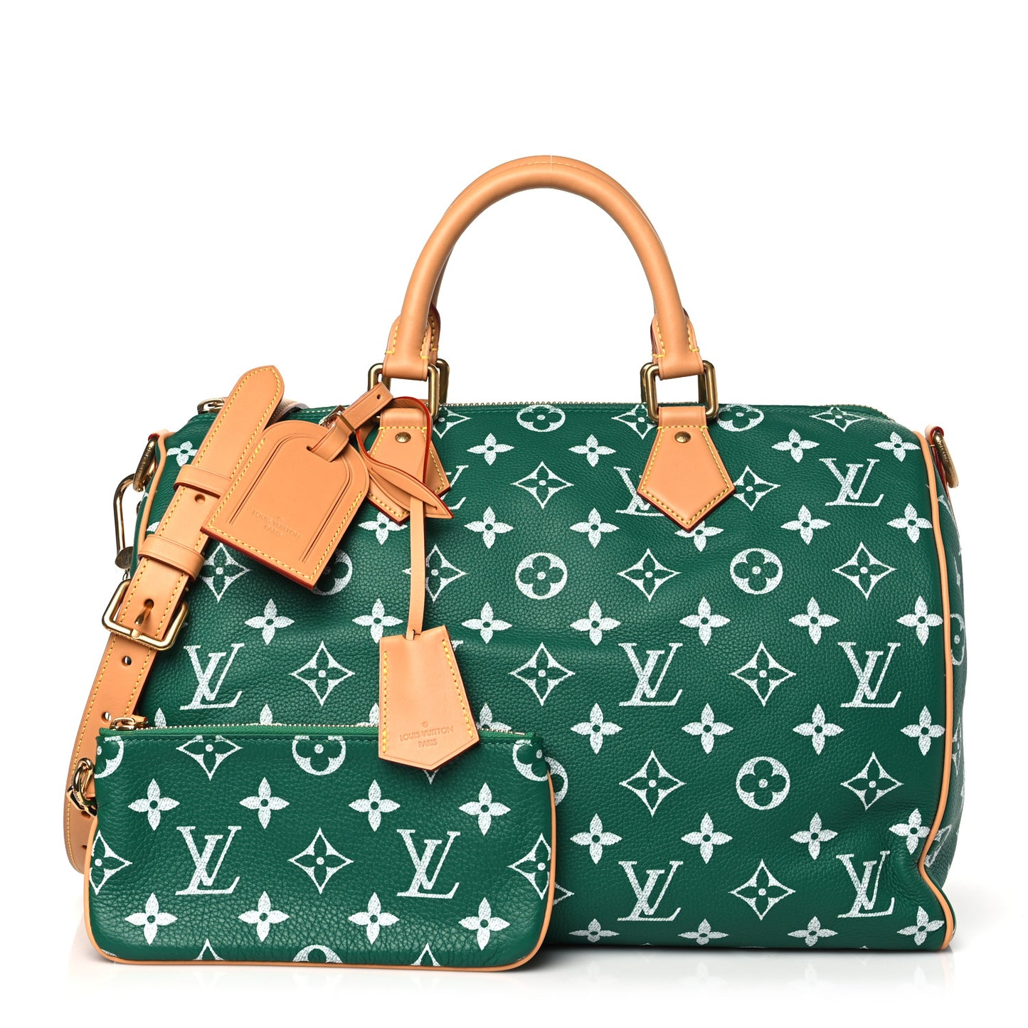 LOUIS VUITTON Calfskin Monogram Speedy P9 Bandouliere 40 Green