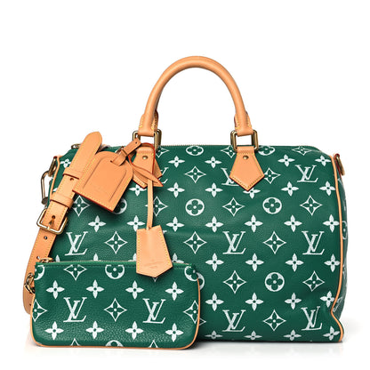 Louis Vuitton LOUIS VUITTON Calfskin Monogram Speedy P9 Bandouliere 40 Green 2 of 10