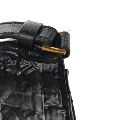 Stella McCartney Crinkled Faux Patent Beckett Shoulder Bag Black 10 of 13
