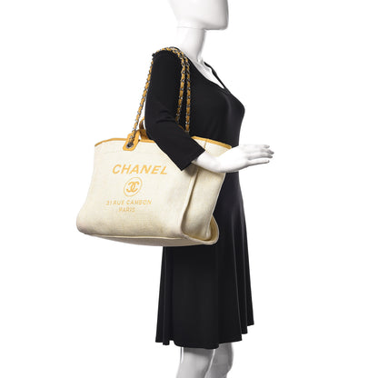 Chanel Woven Straw Raffia Large Deauville Tote Yellow 2 of 12