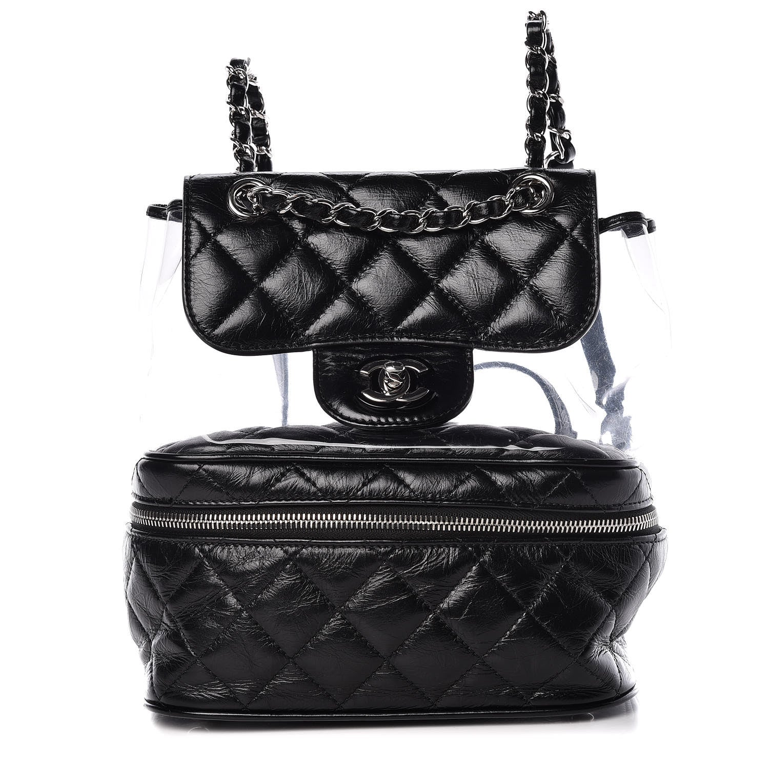 Chanel Crumpled Calfskin PVC Quilted Backpack Black 420016 – FASHIONPHILE
