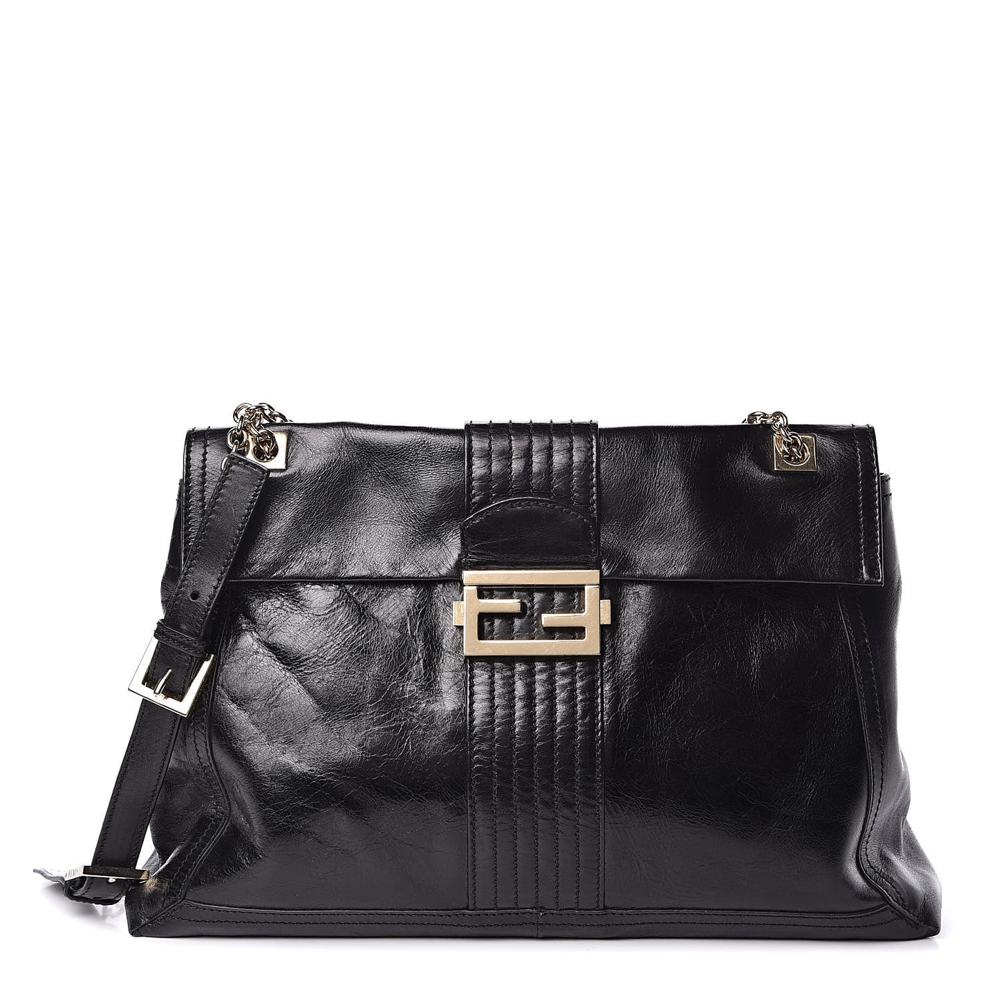 Vitello Acqua Maxi Baguette Shoulder Bag Black