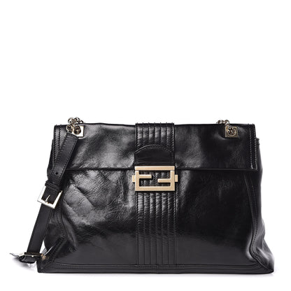 Fendi Vitello Acqua Maxi Baguette Shoulder Bag Black 1 of 9