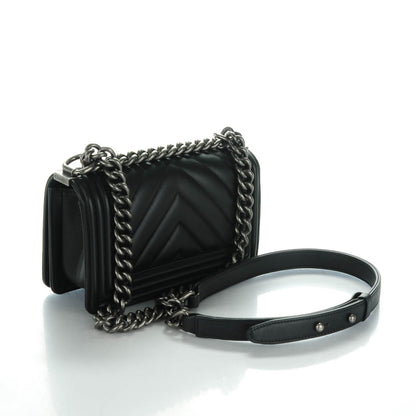 Chanel Calfskin Chevron Quilted Small Boy Flap Black 3 of 7