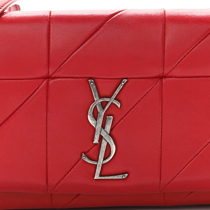 Saint Laurent Lambskin Patchwork Monogram Jamie Chain Wallet Red 10 of 13