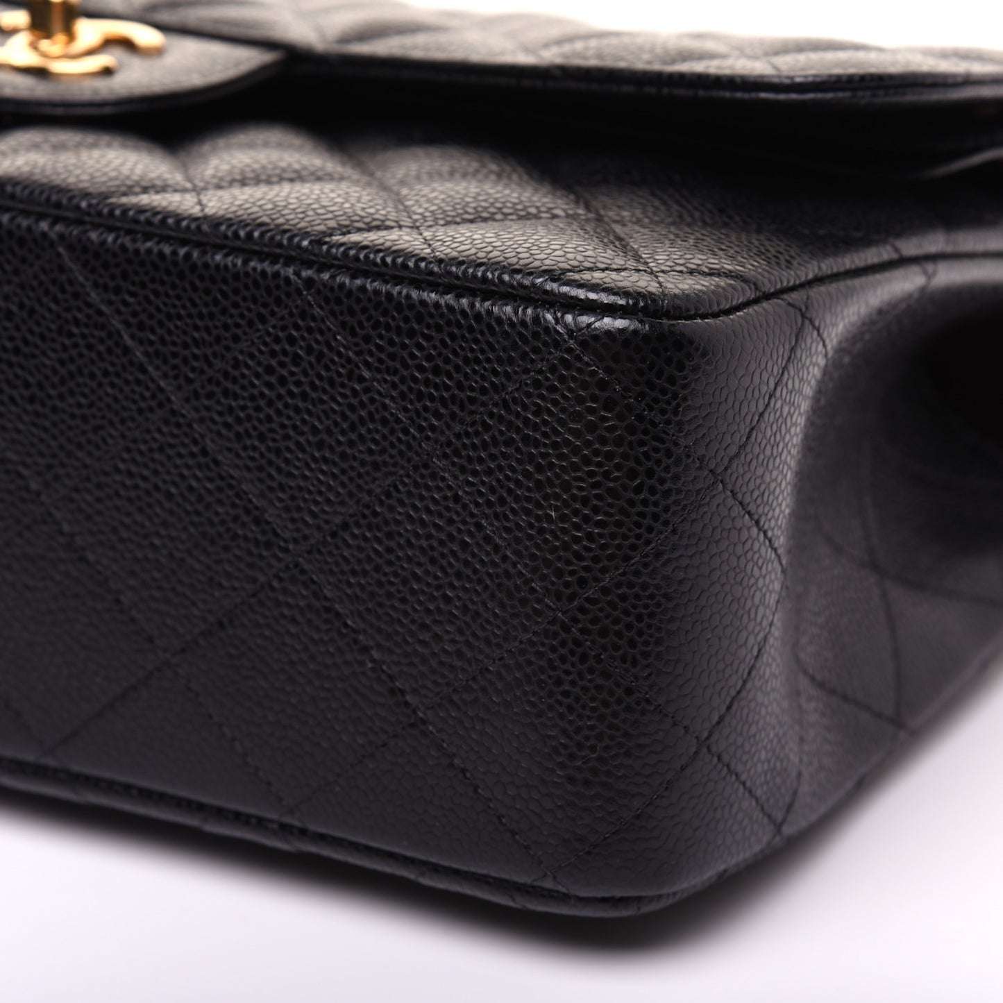 Caviar Quilted Jumbo Double Flap Black