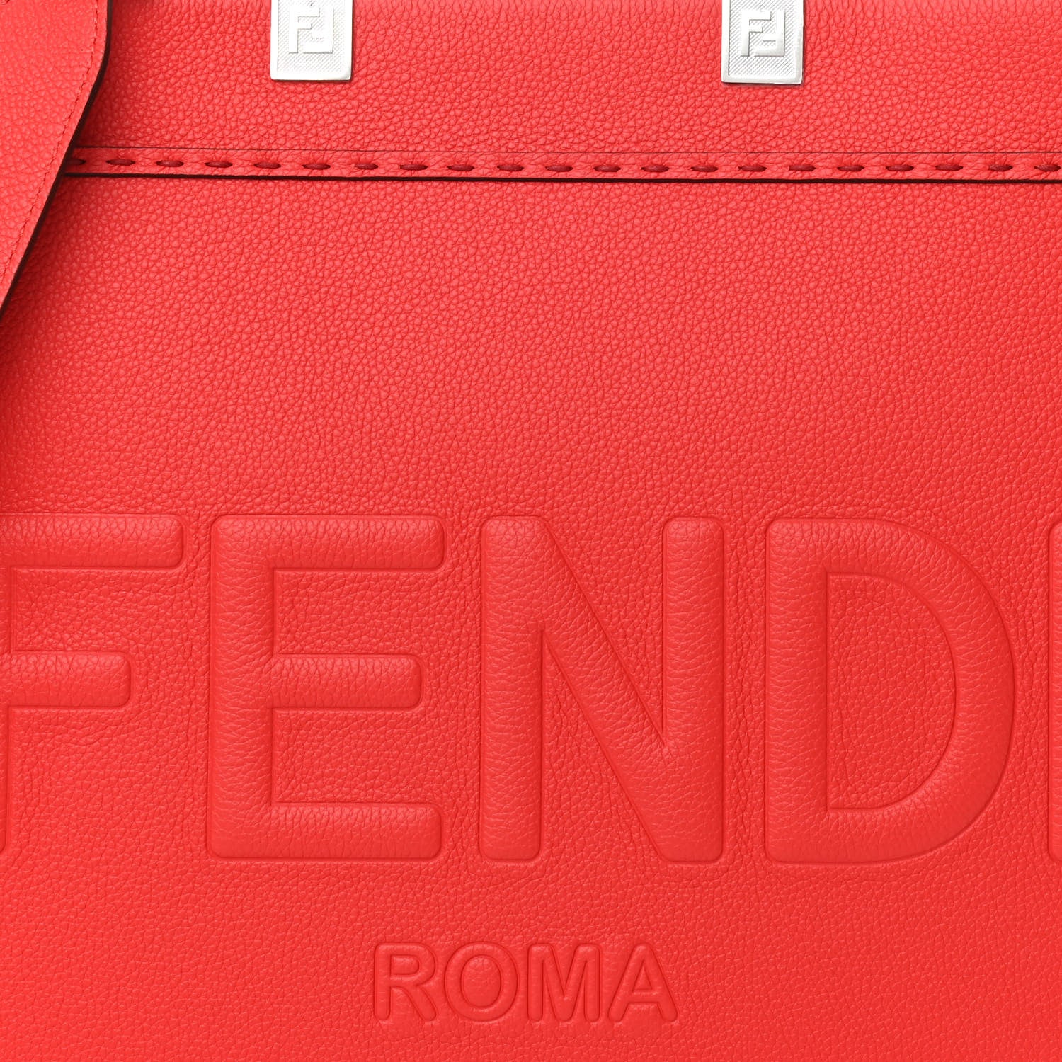 Fendi Vitello Cher Plexiglass Logo Debossed Medium Fendi Sunshine Shopper Tote Papavero 8 of 10