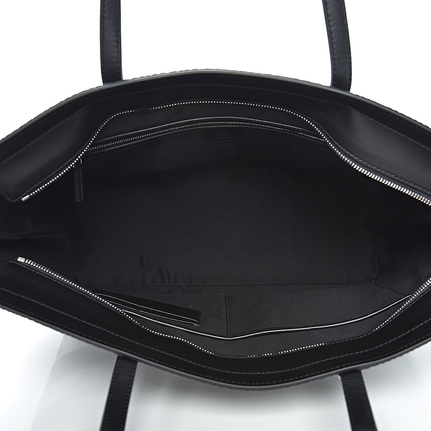 MCM Visetos Spot Stripped Medium Shopping Tote Black Silver 5 of 10