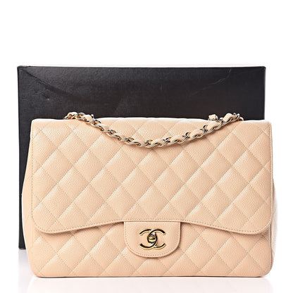 Chanel Caviar Quilted Jumbo Single Flap Beige Clair 14 of 14