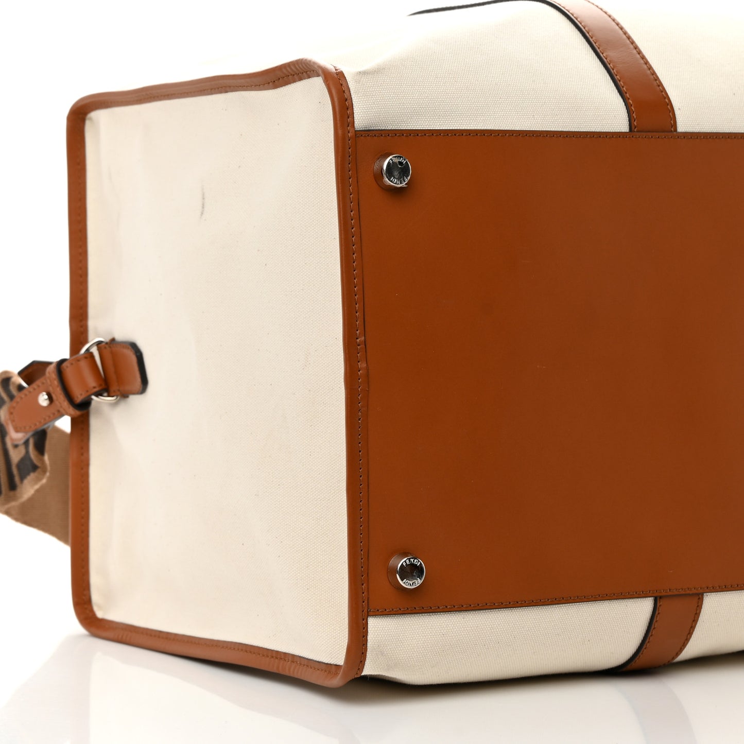 Canvas Logo Embroidered Duffle Bag Grezzo Cuoio