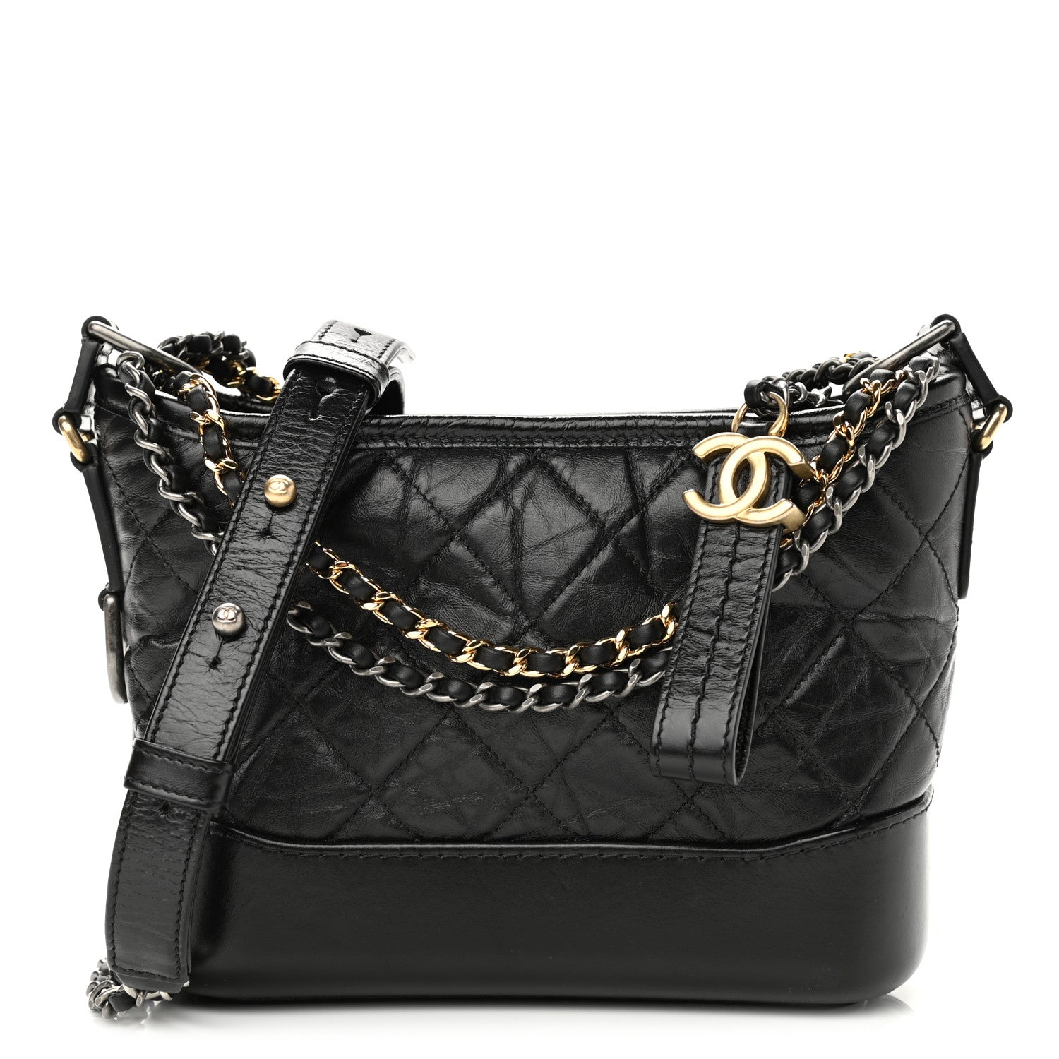 Chanel Aged Calfskin Quilted Small Gabrielle Hobo Black 1 of 10